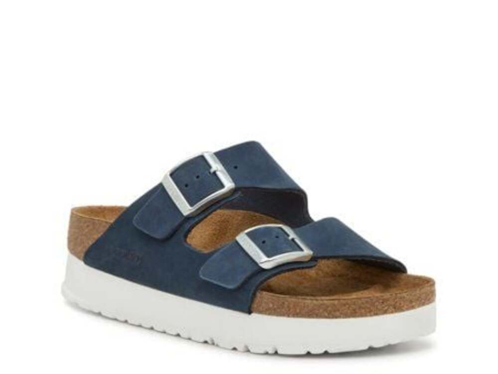 Papillio by Birkenstock Arizona Platform Slide Sandal Navy Size 38